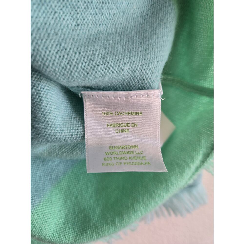 Lilly Pulitzer Fairfax Cashmere Blue Green Fringe Sweater Small Coastal Luxury - Picture 6 of 10